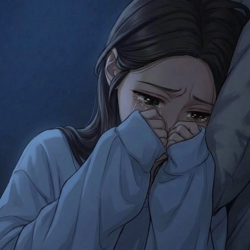 Delicate sadness sad pfp girl with gentle features