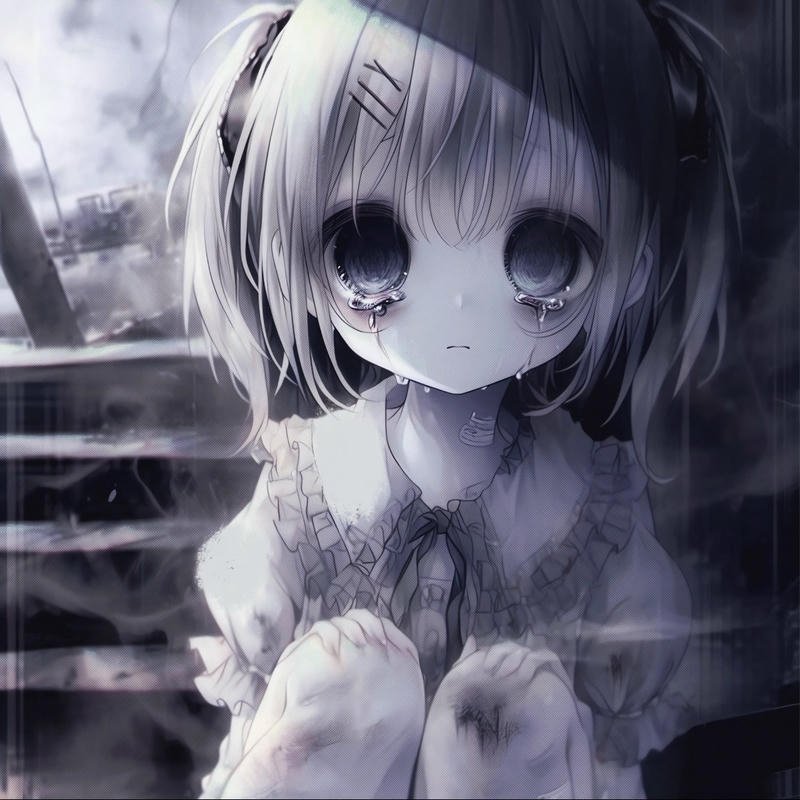 Depressed anime pfp showing weary manga character expression