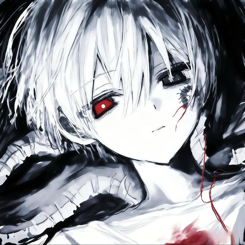 Drained feeling manga headshot illustration reflecting depressed anime pfp