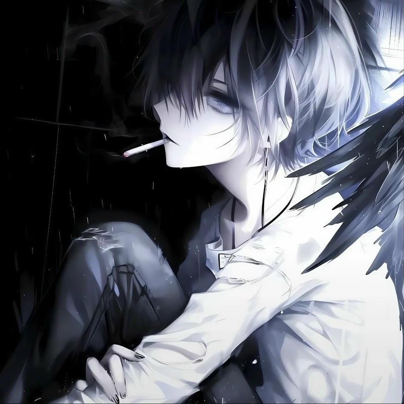 Empty look anime character portrait appearing depressed anime pfp