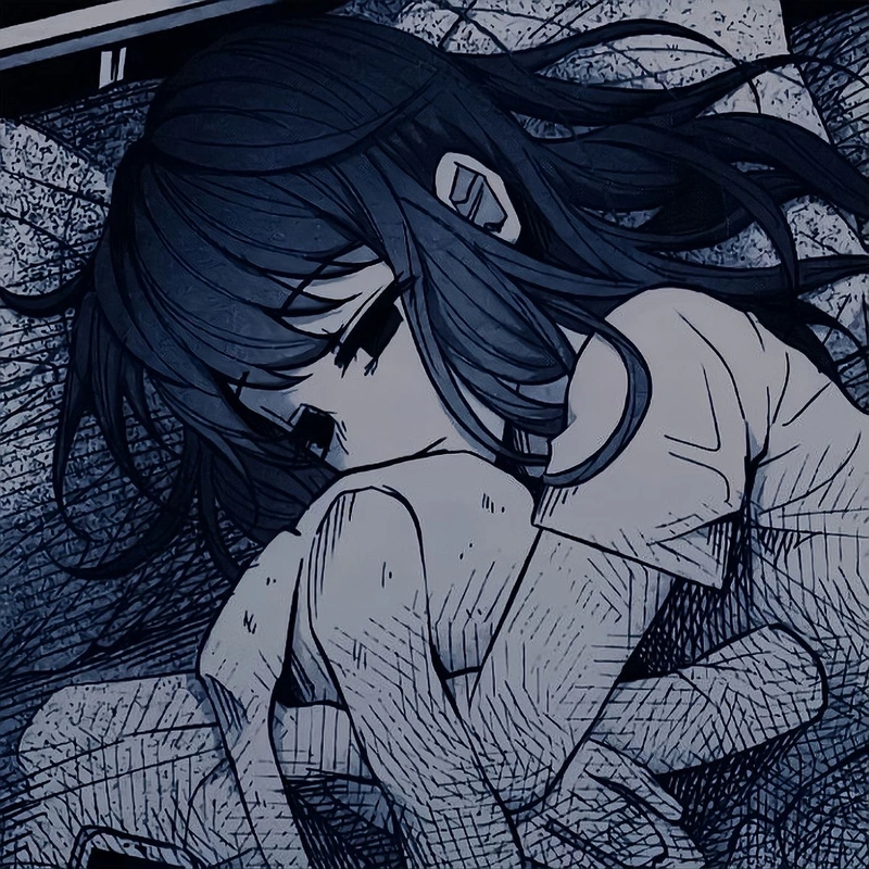 Lonely portrait sad pfp girl with soft shading