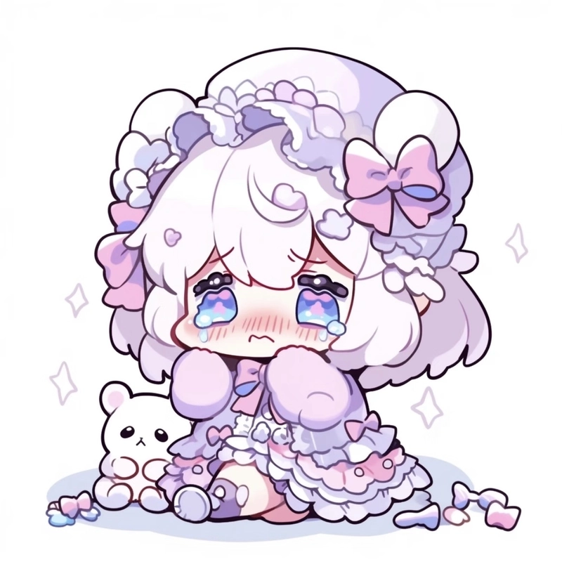 Sad pfp girl with fragile expression and soft tears