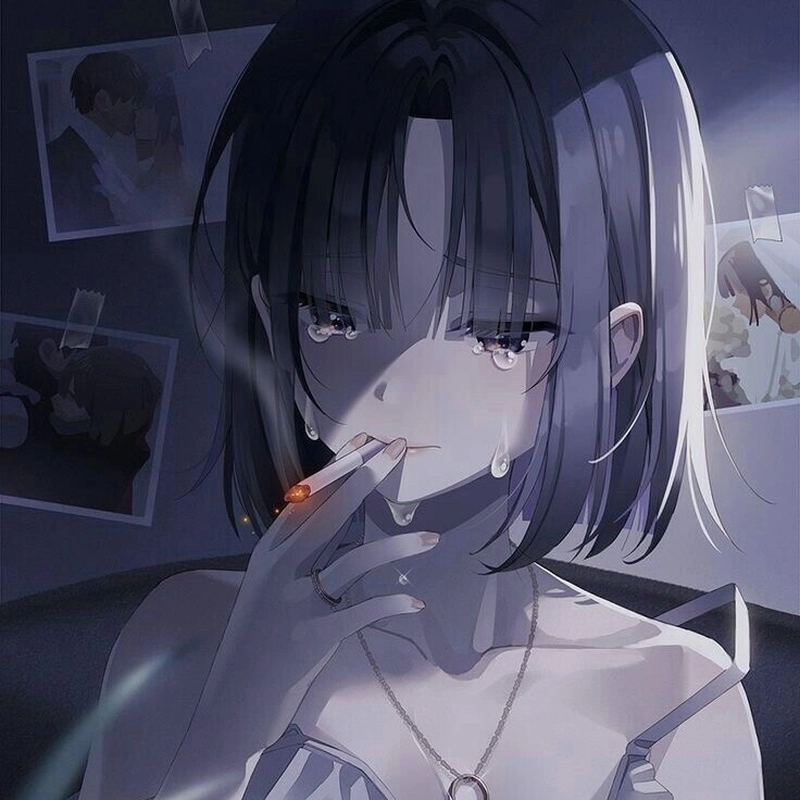 Sad pfp girl with silent expression and calm feel