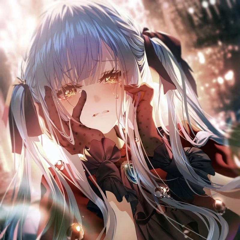 Sad pfp girl with teary eyes and soft expression