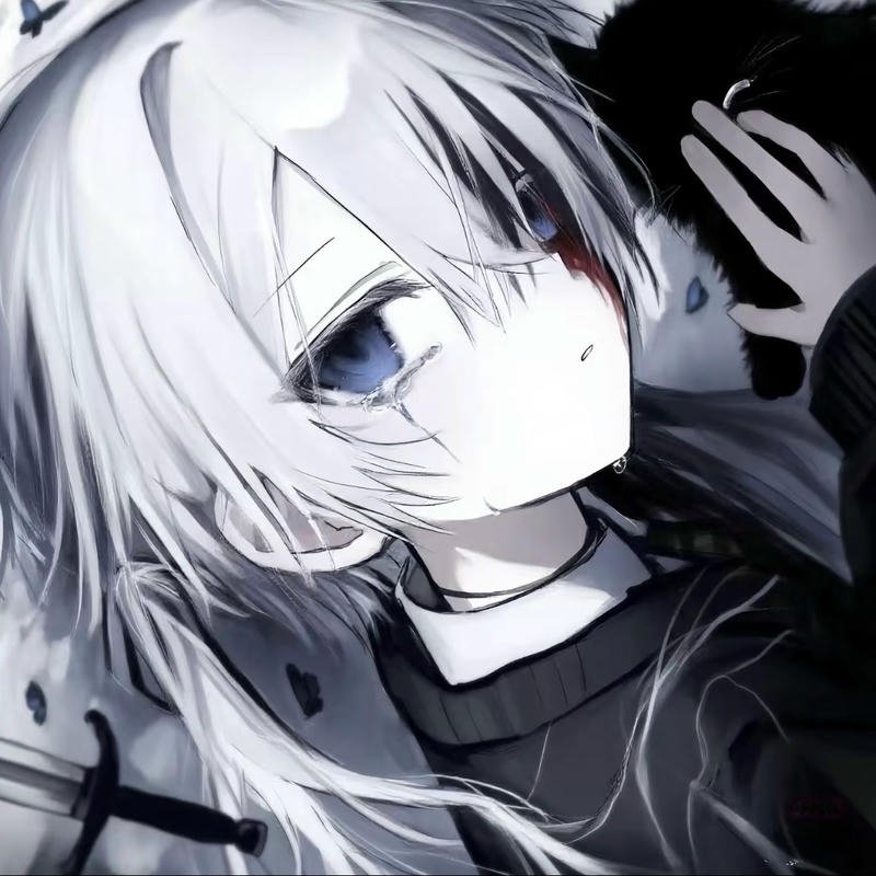 Shadow mood cartoon persona portrait representing depressed anime pfp