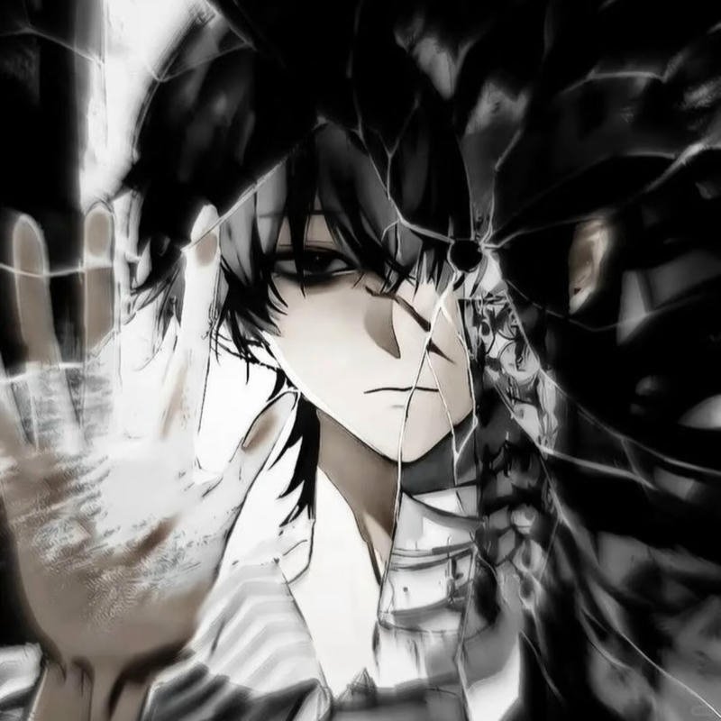 Tear stained cartoon character icon showing depressed anime pfp